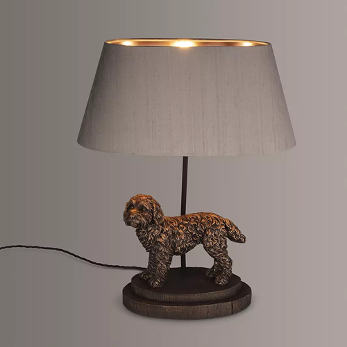 David Hunt Cockapoo Table Lamp, Polished Bronze Dog